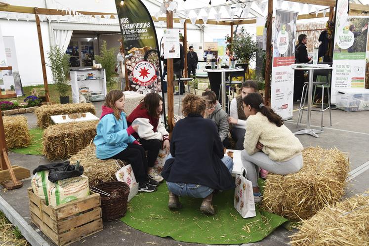 L'espace chambre d’Agriculture, aménagé avec l'appui des élèves de l'EPL de La Bretonnière à Chailly-en-Brie, proposait des ateliers aux élèves de primaire. 