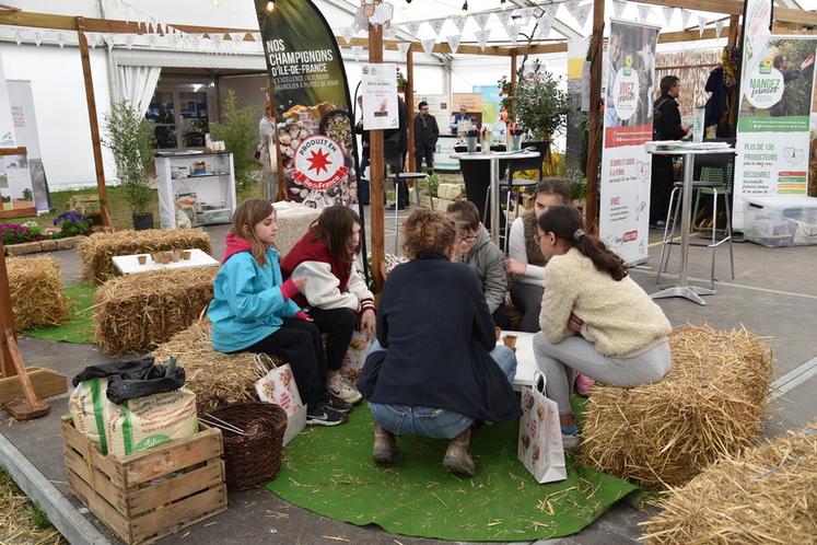 Coulommiers, vendredi 31 mars. Atelier de semis guidé par un membre du réseau Bienvenue à la ferme, lors de la Foire aux vins et aux fromages.