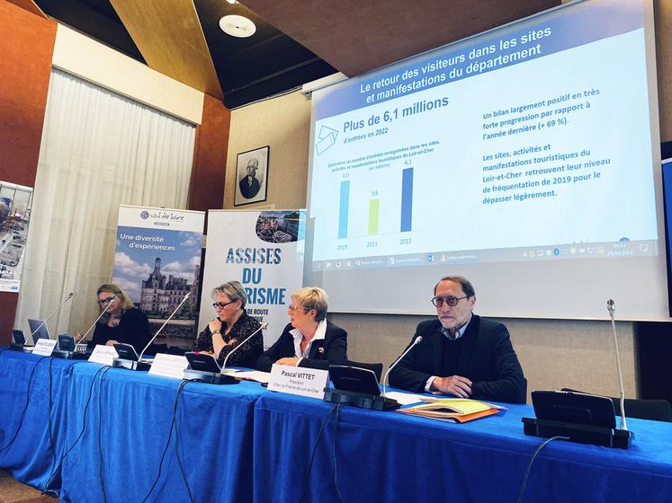 Catherine Lhéritier (au c.), vice-présidente du conseil départemental de Loir-et-Cher, a présenté les bons chiffres du tourisme de l'année 2022.