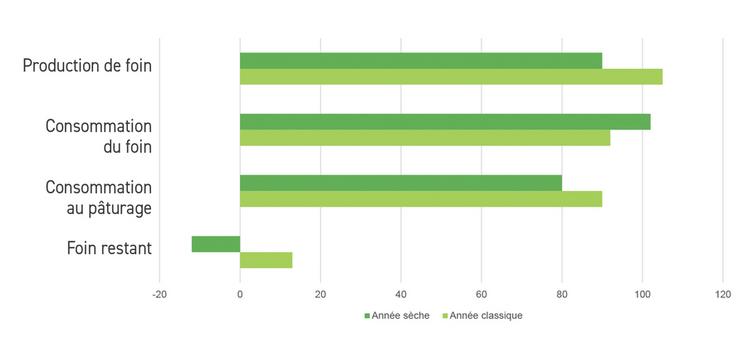 Bilan fourrager selon le profil de l’année.