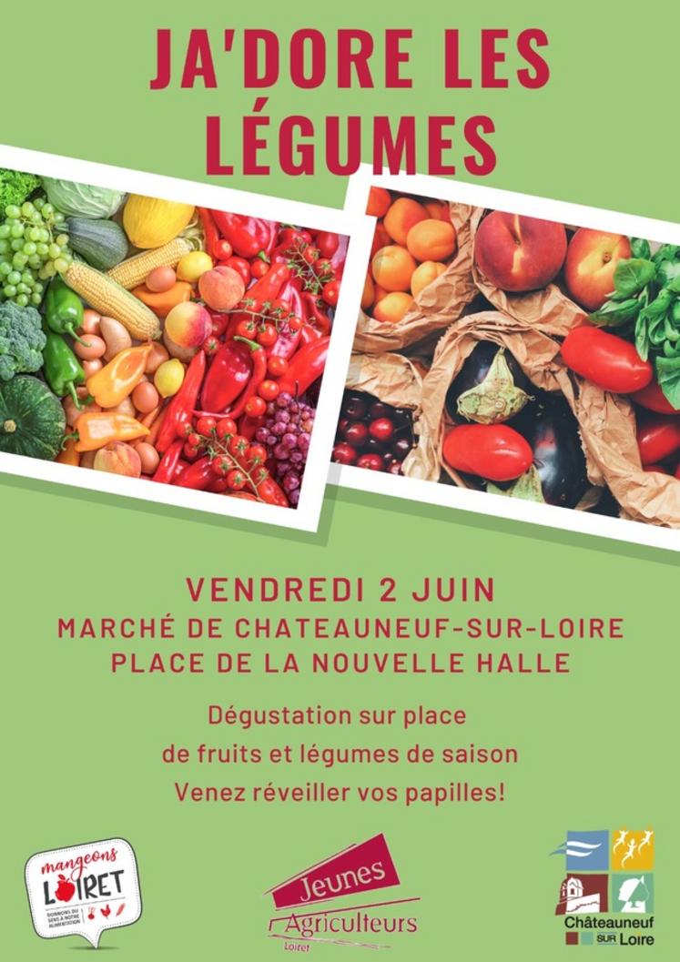 Ce vendredi, les JA animeront le marché de Châteauneuf-sur-Loire avec l'opération JA'dore les légumes (et les fruits).