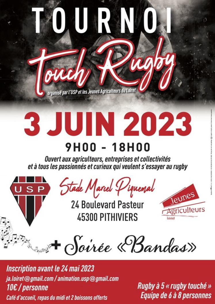 Le tournoi de touch rugby aura lieu ce samedi 3 juin au stade Piquemal de Pithiviers, en collaboration avec l'USP.