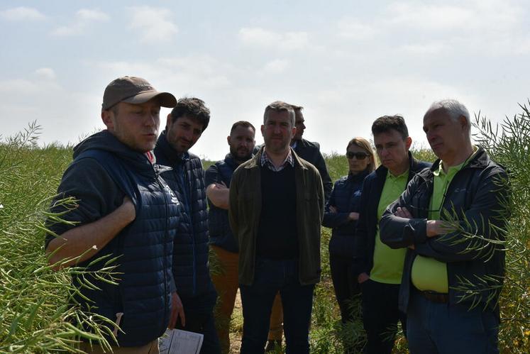 Visite des essais colza sur la plateforme Adarel, en présence de Sebastien Méry, président de la FNSEA 45.