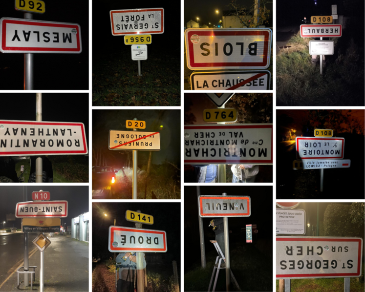 Plus de 130 communes ont été concernées par le retournement de panneaux dans la nuit de lundi 20 à mardi 21 novembre.