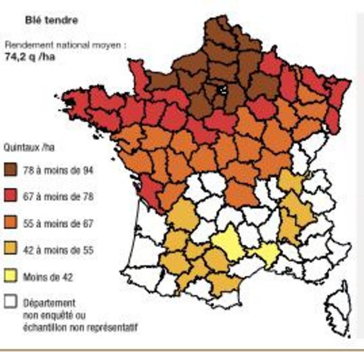 Rendement Blé tendre par département