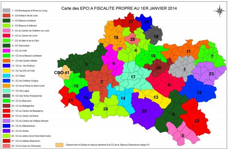 Le département du Loiret compte deux communautés d'agglomérations et vingt-six communautés de communes.