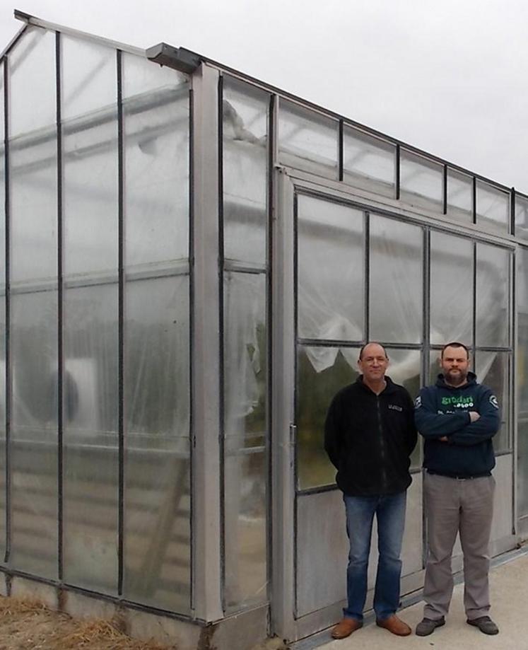 Christian Genty (à gauche) le cédant et Frédéric Royer (à droite), repreneur d’une entreprise de culture maraîchère sous serre à St Cyr en Val.