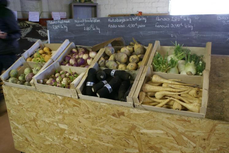 Légumes vendus à la ferme.