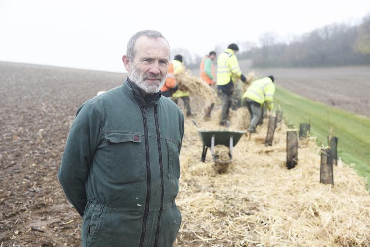 Le 12 décembre, à Bailleau-Armenonville. Hervé Proutheau souhaitait depuis longtemps planter des haies, Novo Nordisk s'en est chargé.