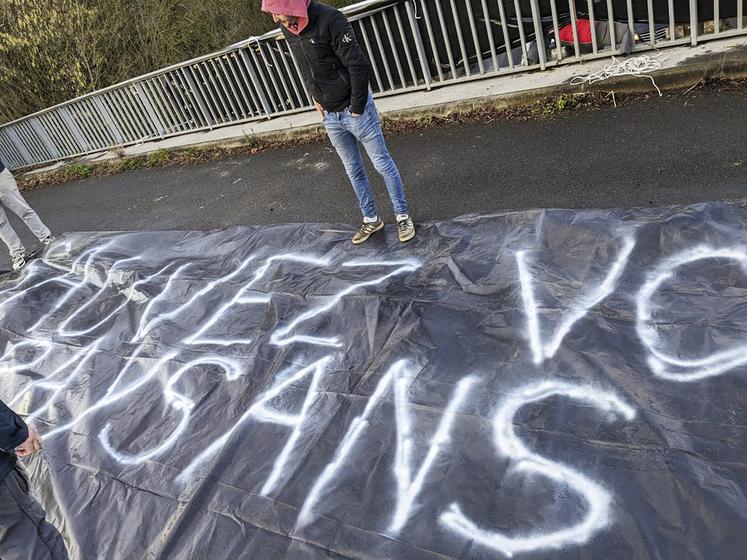 « Paysans en colère », « Sauvez vos paysans » sont quelques-uns des slogans des manifestants du Val-d'Oise.