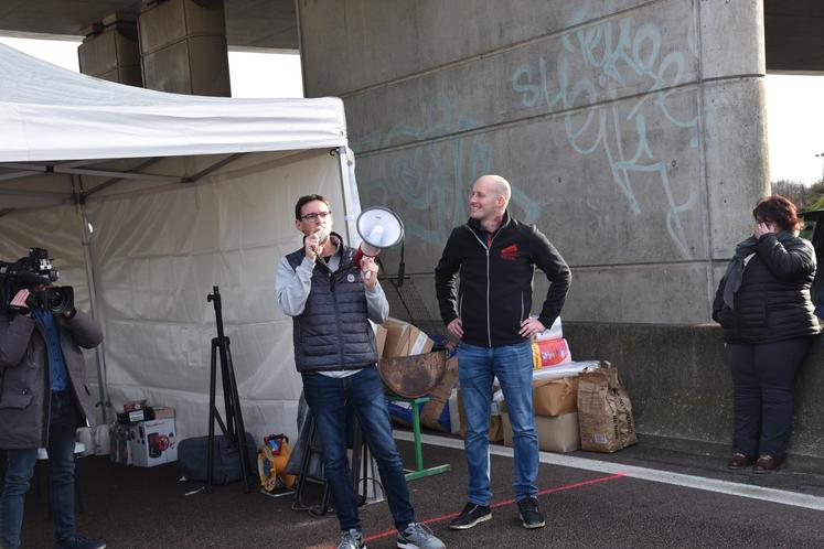 Manifestation des agriculteurs sur l'A5 fin janvier 2024.