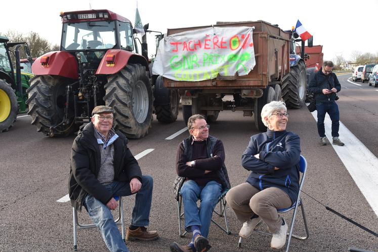 Manifestation des agriculteurs sur l'A5 fin janvier 2024.