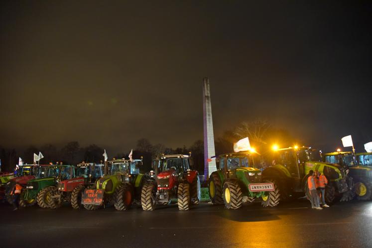 Manifestation des agriculteurs à Fontainebleau fin janvier 2024.