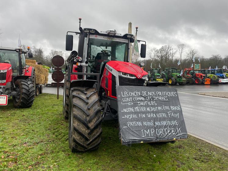 Manifestation des agriculteurs à Fontainebleau fin janvier 2024.