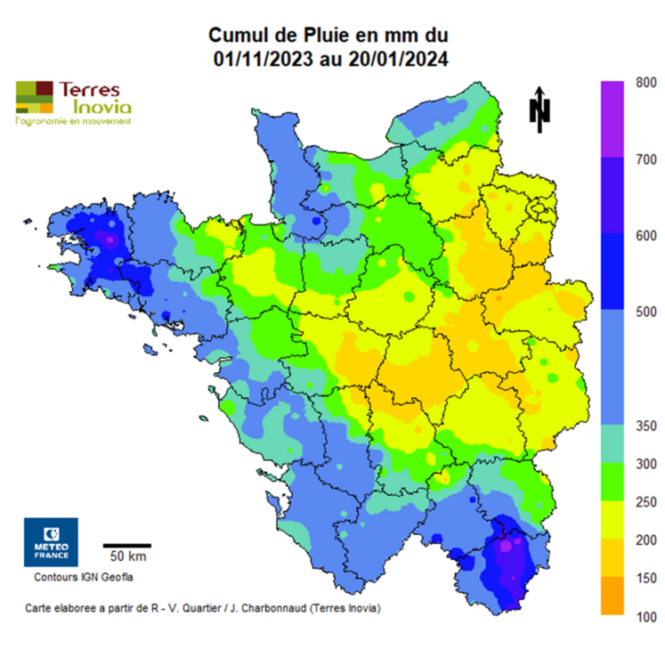 Le cumul de pluie est important sur certains secteurs.