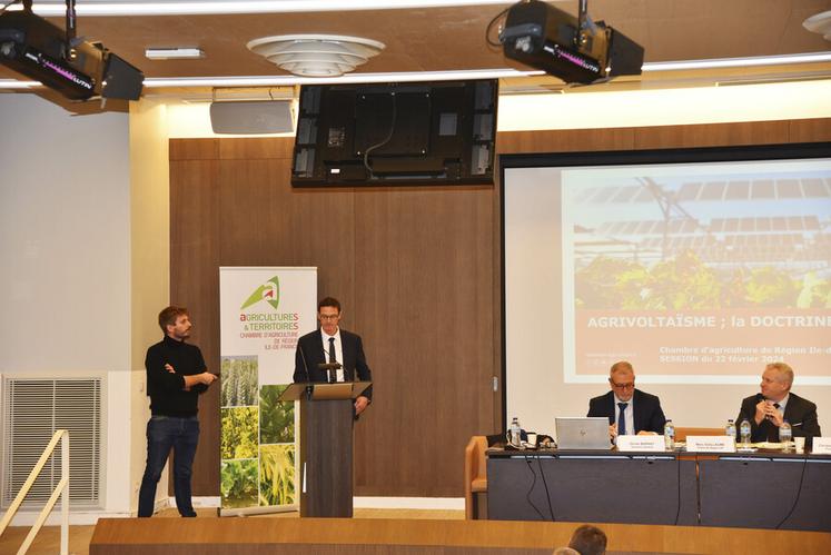 Cyrille Milard, vice-président de la chambre d'Agriculture de région Île-de-France, a fait le point sur la doctrine agrivoltaïque. 