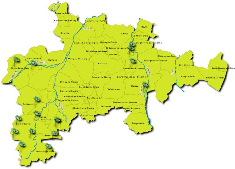 Carte des producteurs de cresson de Méréville.