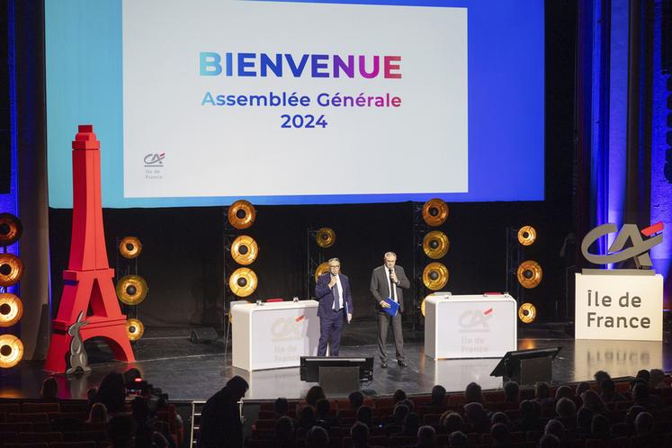 Mercredi 27 mars, à Issy-les-Moulineaux (Hauts-de-Seine). Le Crédit agricole d'Île-de-France a tenu son assemblée générale.