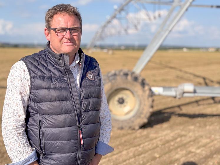 Le 22 mai, à Chuisnes. Le nouveau président de l'AIEL, Aymeric Souchet, est bien décidé à défendre l'irrigation.