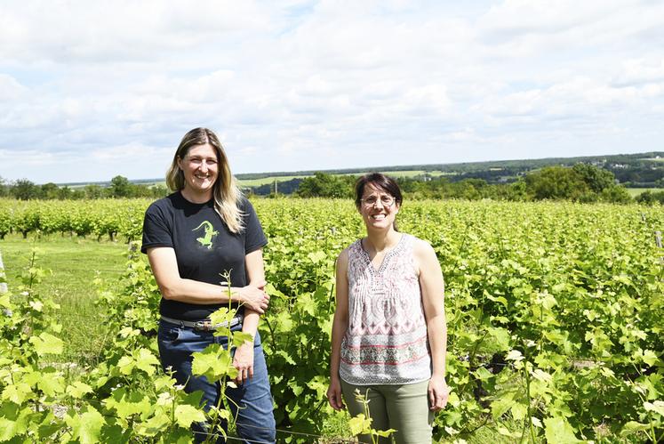 Au milieu des vignes, Ludivine Marteau et Aurélie François sont dans leur élément autant qu'à la présidence de l'appellation Touraine Chenonceaux. 