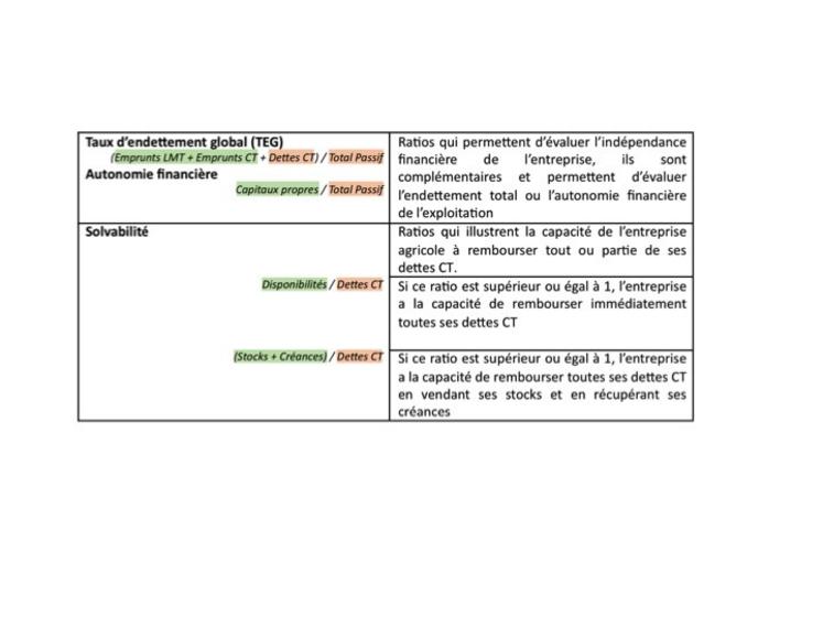 Exemples de ratios faciles à calculer.
