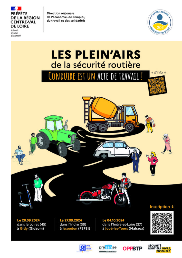 Rendez-vous vendredi 20 septembre pour les Plein'airs de la sécurité routière à Gidy (Loiret).