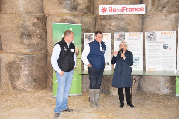 Échouboulains, mardi 24 septembre. Guillaume Lefort (à g.) et Philippe Dufour aux côtés de Valérie Lacroute.