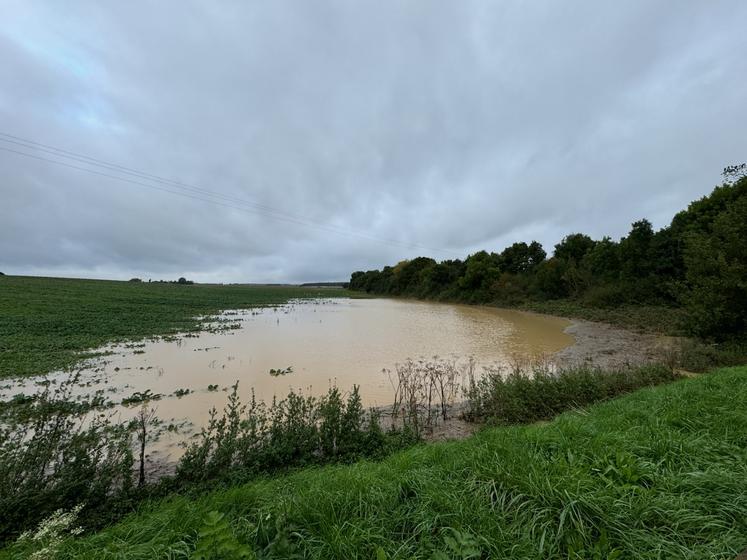 Un champ inondé à Grandhoux (Eure-et-Loir), jeudi 10 octobre 2024.