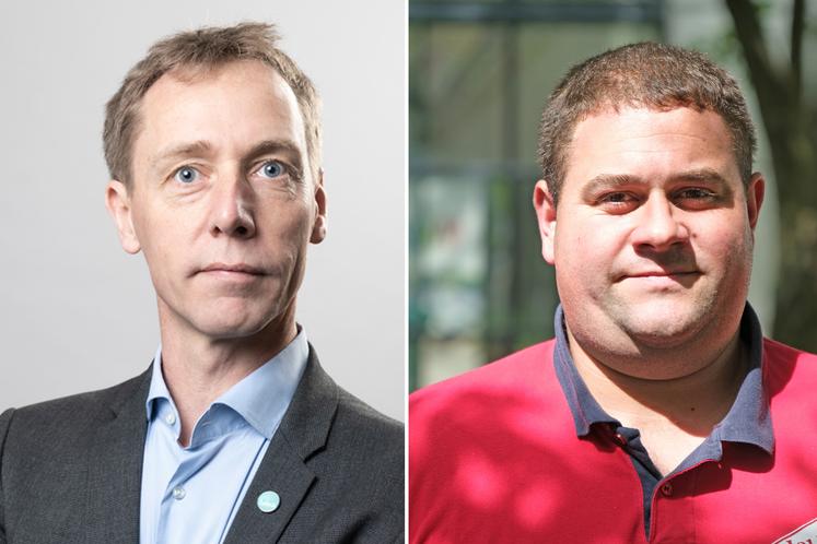 Franck Sander, de la FNSEA (à g.) et Benjamin Berthelot, de JA.