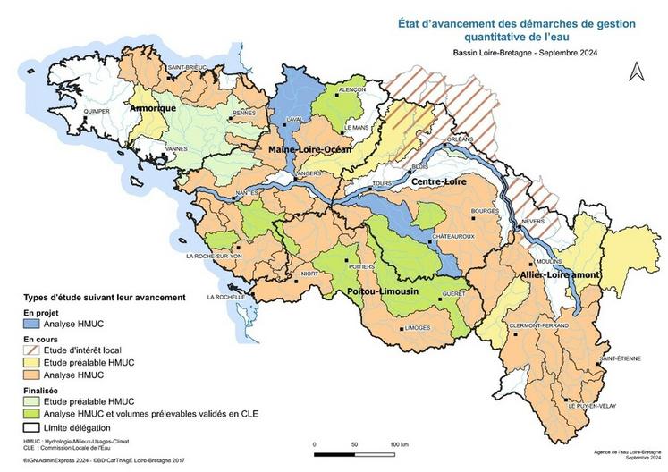 32 études HMUC sont en cours sur le bassin Loire-Bretagne et 8 sont en projet, soit 85 % du territoire couvert.