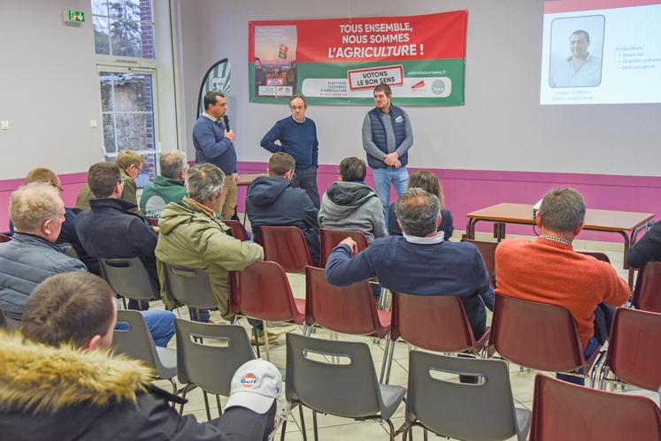 Lundi 26 novembre, à Montigny-le-Chartif. La FNSEA et Jeunes agriculteurs d'Eure-et-Loir ont organisé un premier meeting afin de présenter leur liste.