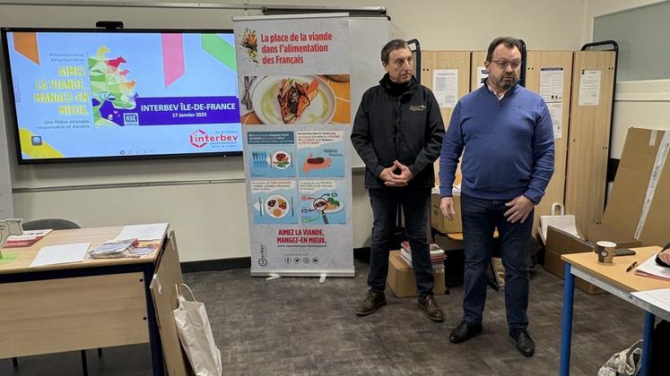 Philippe Dufour, vice-président d'Interbev Île-de-France, et Philippe Lapouge, élu Restau'co, sont intervenus pour présenter les enjeux de la filière.