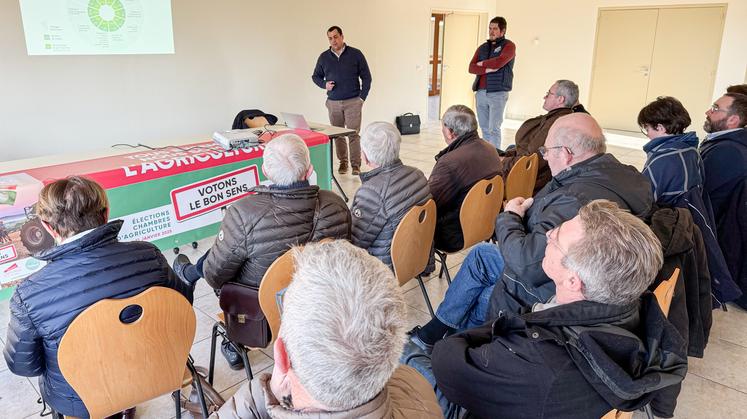 Lundi 13 janvier, à Brezolles (Eure-et-Loir). Les grandes lignes du programme et la liste FNSEA-JA 28 ont été présentées aux agriculteurs présents.