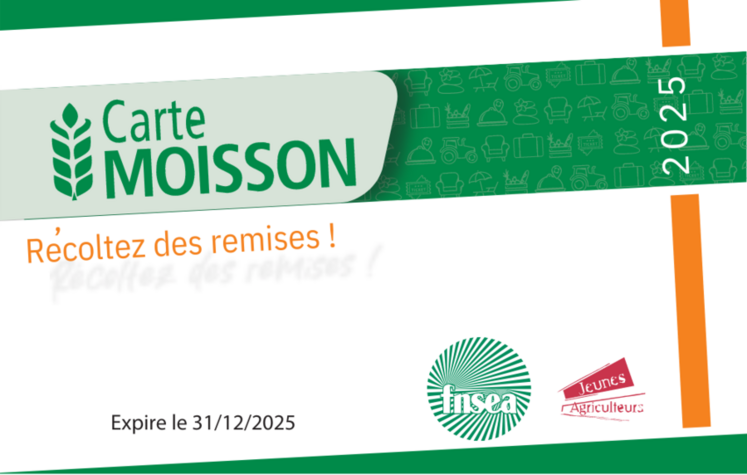 Les adhérents de la FDSEA 77 à jour de leur cotisation recevront sous peu leur nouvelle carte Moisson. Ils pourront ainsi profiter pleinement de ses nombreux avantages.