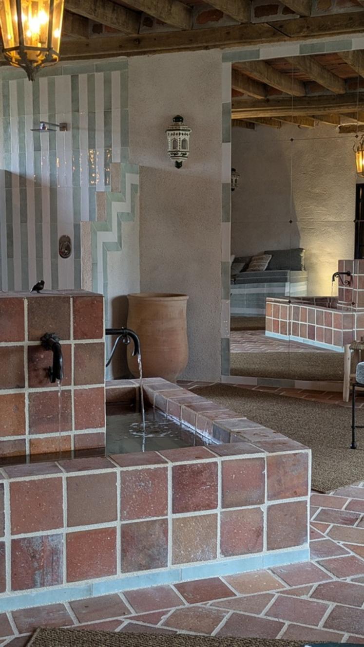 La fontaine du jardin d'hiver apporte un côté méditerranéen.