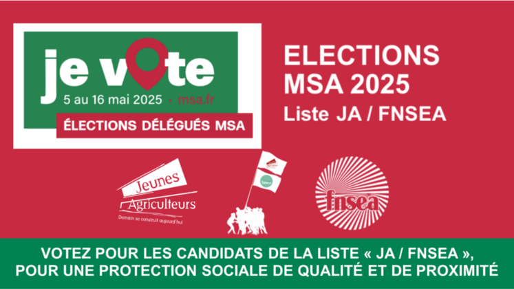 La FNSEA 41 invite ses adhérents et les agriculteurs du territoire à voter aux élections de la MSA du 5 au 16 mai prochain. 