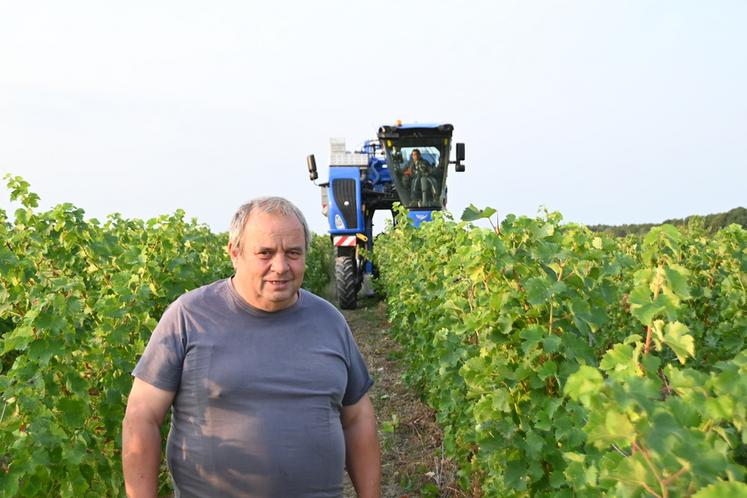 Denis Bourdin, viticulteur à Couddes et président de la cave coopérative des vignerons des Côteaux Romanais a démarré les vendanges sur son exploitation viticole. 