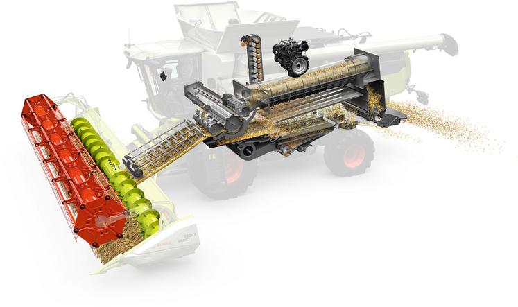 Système de battage hybride sur Claas Trion.