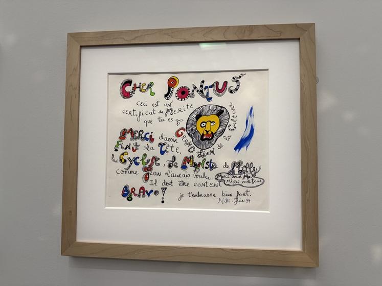 Lettre de Niki de Saint Phalle à Pontus Hulten, exposée au Grand Palais à Paris. 