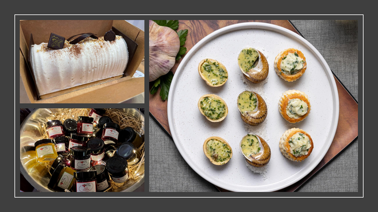 Escargots de La Joly Cagouille, bûche des 3 Givrées* et confitures de la Fraiseraie de l'Étang, quelques produits franciliens pour se régaler.