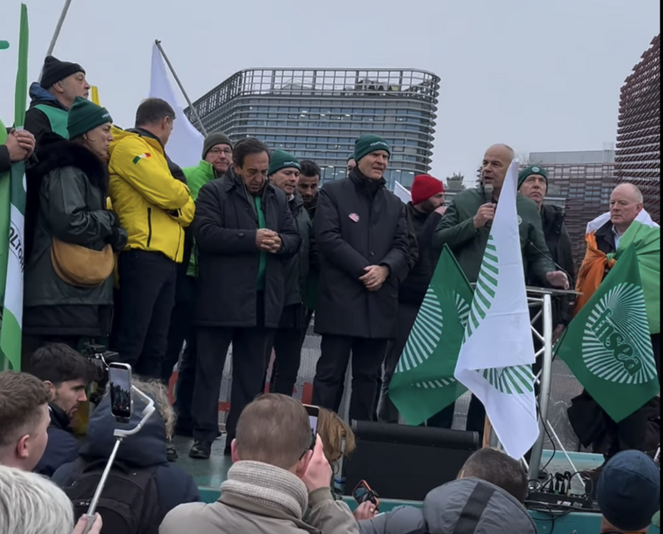 Mardi 20 janvier 2026, à Strasbourg. Prises de parole lors de la mobilisation des agriculteurs.