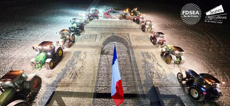 Illustration réalisée par la FDSEA Île-de-France à partir d'une photo issue de la mobilisation du 5 janvier dans l'Essonne.