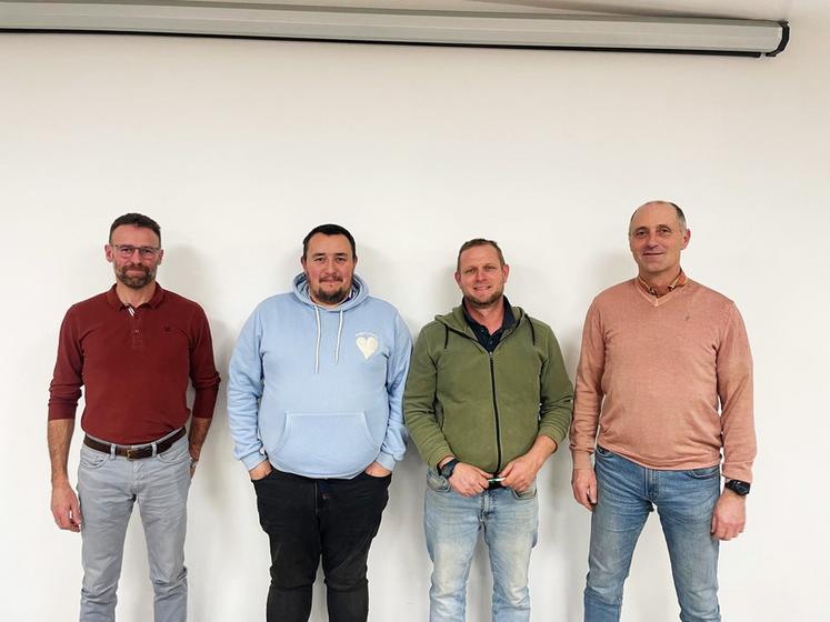 Le nouveau bureau, de g. à d. : Laurent Morin, trésorier ; Vincent Paty, secrétaire ; Jérôme Aigret, vice-président ; Fabien Pigeon, président.