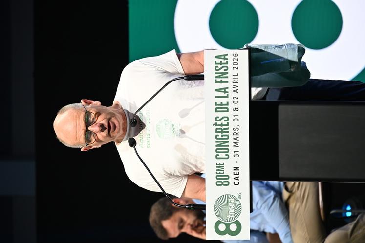 Mercredi 1er avril, à Caen (Calvados). Le président de la FRSEA Centre-Val de Loire, Nicolas Sterlin, est intervenu au congrès de la FNSEA.