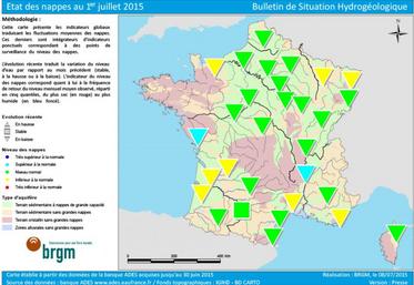 Etat des nappes au 1 juillet 2015