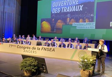 La FNSEA tient son 77e congrès du 28 au 30 mars à Angers (Maine-et-Loire). Le dernier pour la présidente Christiane Lambert.. 