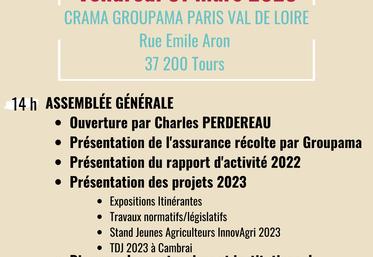 Affiche de l'AG de JA CVL du 31 mars 2023.
