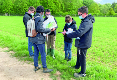 Le 21 mai, à Sours. Largeur de la bordure, espèces cultivées sur la parcelle, pourcentage de sol nu, espèces qui la composent et leur quantité, rien n'échappe aux élèves de l'Eplefpa de La Saussaye lors de leur diagnostic.