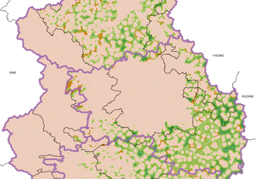Carte du zonage pour l'éolien, issue des états généraux des énergies renouvelables.
