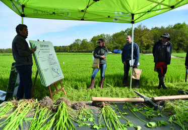 Guillaume Métivier a entamé la matinée par une présentation via des panneaux des essais réalisés sur la parcelle d'Alexandre Berruet.